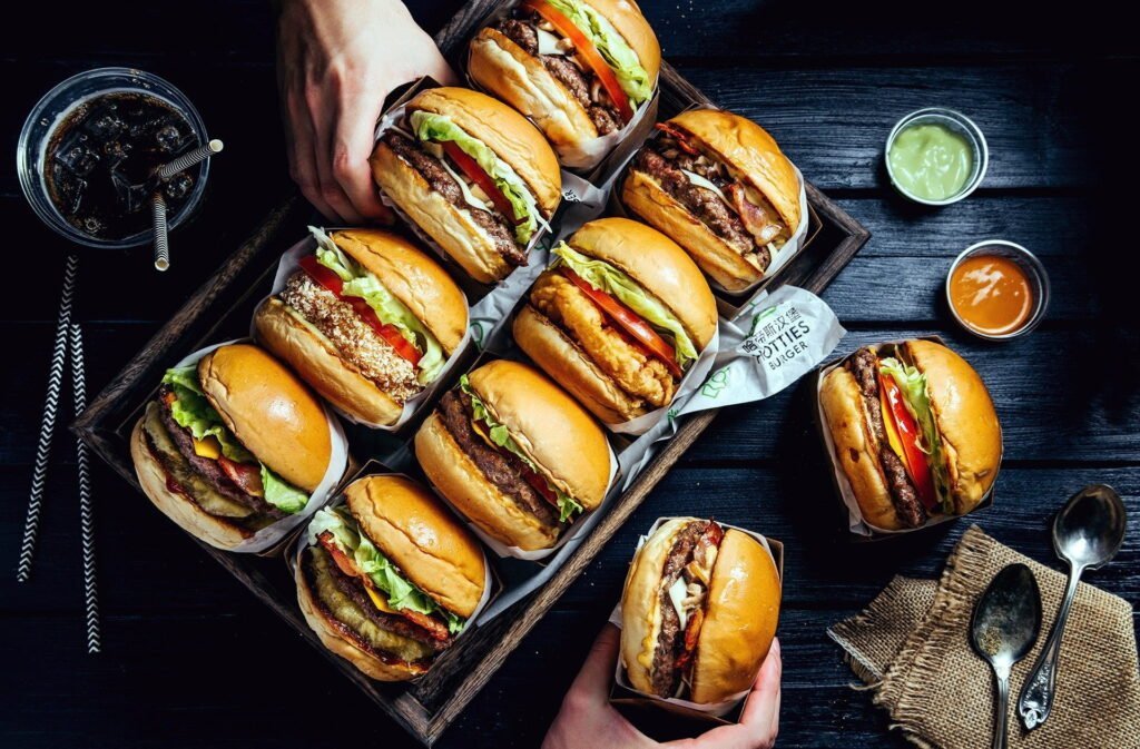 Burger Wale kitchen and food spread